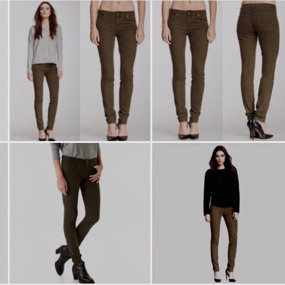 VINCE CROP SKINNY ANKLE MID-RISE OLIVE GREEN STRETCH DENIM JEANS NEUTRAL JEANS - Picture 16 of 16